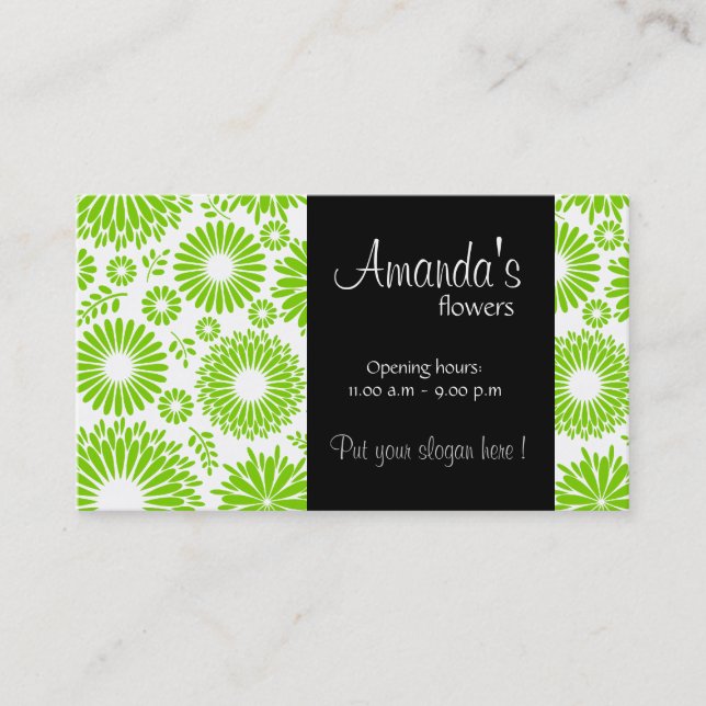 Vintage floral green Business Card (Front)