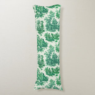 Vintage floral green toile jouy body cushion