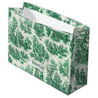 Vintage floral green toile jouy monogram