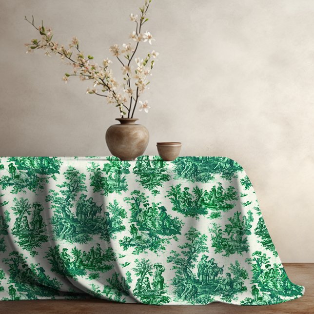 Vintage floral green toile jouy  tablecloth (Creator Uploaded)
