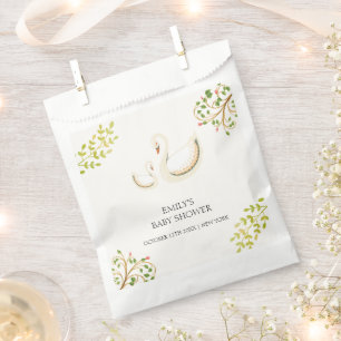 Vintage Floral Greenery Swan Baby Shower  Favour Bag