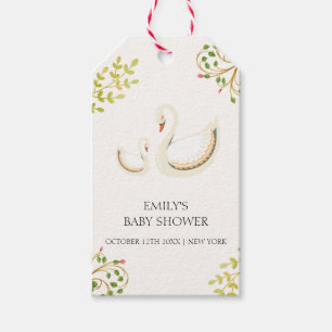 Vintage Floral Greenery Swan Baby Shower Gift Tags
