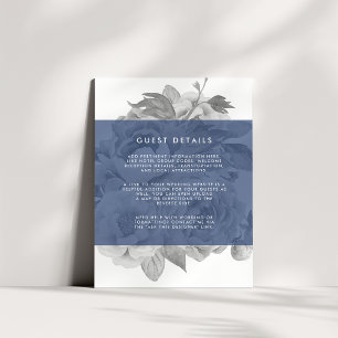 Vintage Floral Guest Details Card   Navy