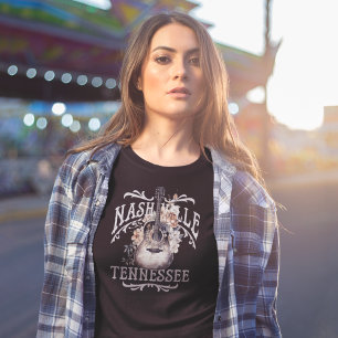 Vintage Floral Guitar Nashville T-Shirt