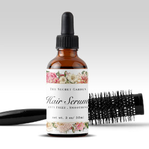 Vintage Floral Hair Face Serum White Swirls Bottle