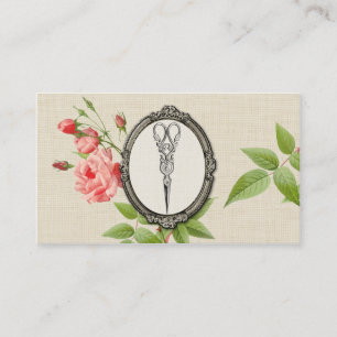 Vintage Floral Hair Stylist Shears Scissors Business Card