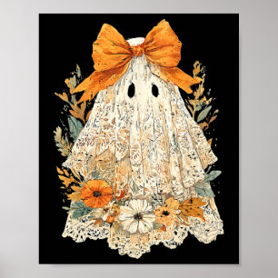Vintage Floral Halloween Fall Girly Ghost Lace Spo Poster