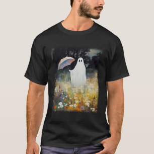 Vintage Floral Halloween Ghost In The Forest Gothi T-Shirt