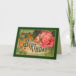 Vintage Floral Happy Birthday Card