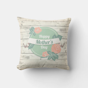Vintage Floral Happy Mother's Day   Throw Pillow