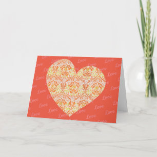 Vintage Floral Heart Love Baroque Art Note Card