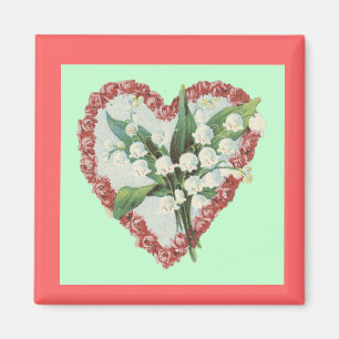 Vintage Floral Heart Magnet