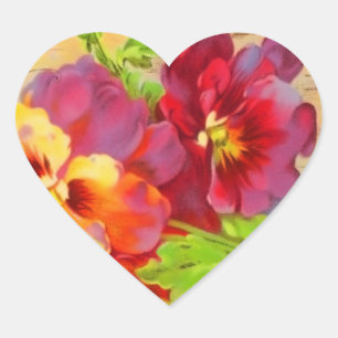 Vintage Floral Heart Sticker