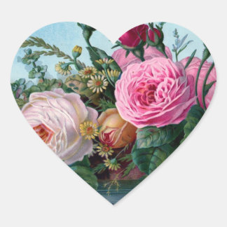 Vintage Floral Heart Sticker