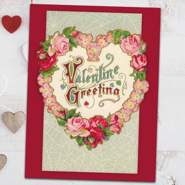 Vintage Floral Heart Valentine Postcard (Creator Uploaded)