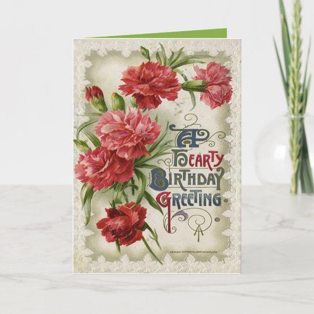 Vintage Floral Hearty Birthday Card (Front)