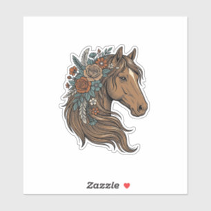 Vintage Floral Horse Head Vector Design_1