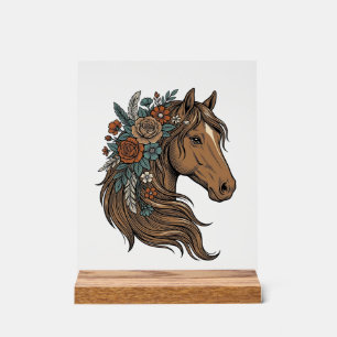 Vintage Floral Horse Head Vector Design_1 Acrylic Sign