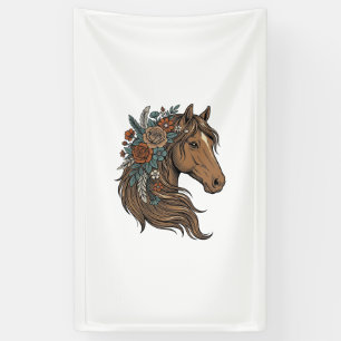 Vintage Floral Horse Head Vector Design_1 Banner