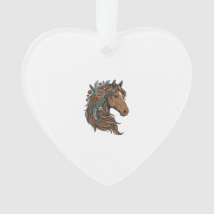 Vintage Floral Horse Head Vector Design_1 Ornament