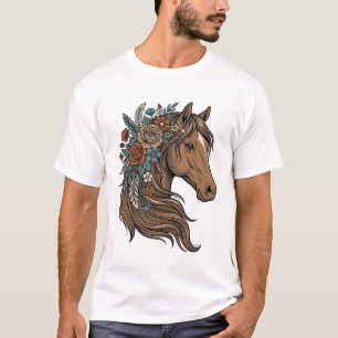 Vintage Floral Horse Head Vector Design_1 T-Shirt