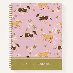 Vintage Floral Horse Pattern Add Your Name Notebook