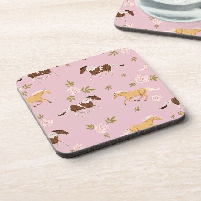 Vintage Floral Horse Pattern Coaster (Left Side)