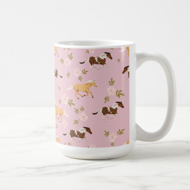 Vintage Floral Horse Pattern Coffee Mug (Right)