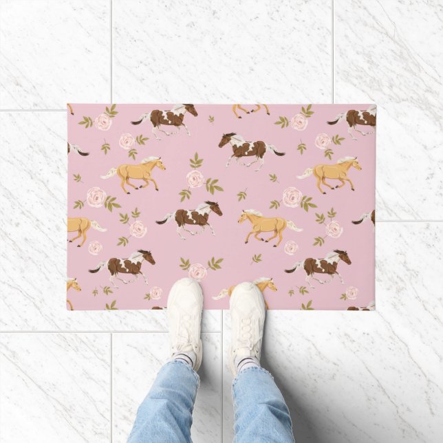 Vintage Floral Horse Pattern Doormat (Indoor)