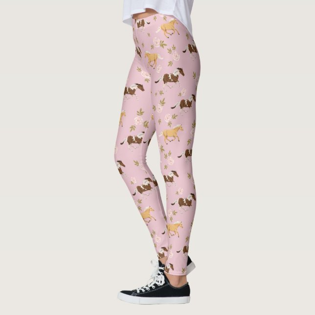 Vintage Floral Horse Pattern Leggings (Left)