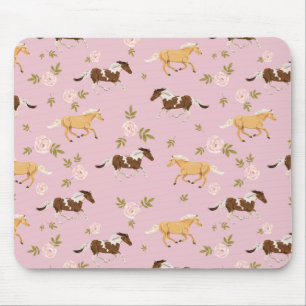 Vintage Floral Horse Pattern Mouse Pad
