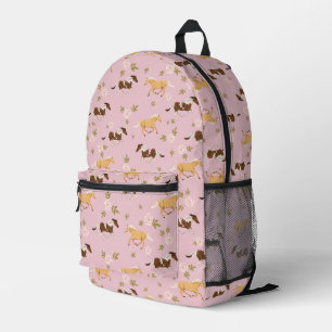 Vintage Floral Horse Pattern Printed Backpack