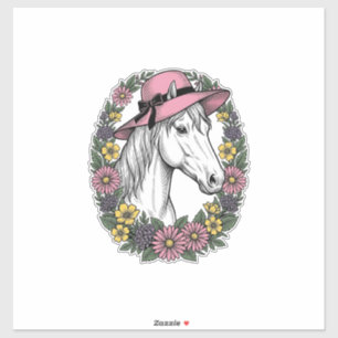 Vintage Floral Horse Portrait Vector Art Design