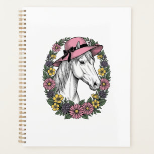 Vintage Floral Horse Portrait Vector Art Design Planner