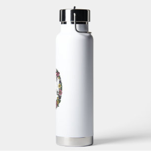 Vintage Floral Horse Portrait Vector Art Design Water Bottle