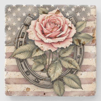 Vintage Floral Horseshoe Stone Coaster 