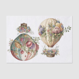 Vintage Floral Hot Air Balloons 2 Tissue Paper