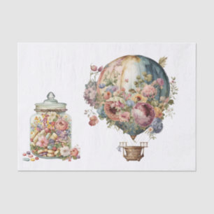 Vintage Floral Hot Air Balloons 4 Tissue Paper