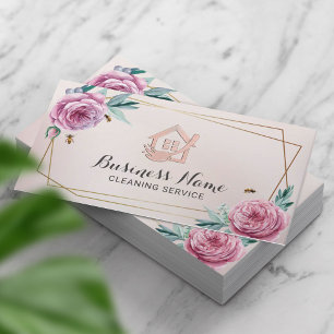 Vintage Floral House Cleaning Service Housekeeping Business Card