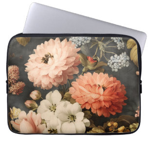 Vintage Floral Illustration with Mixed Blossoms Laptop Sleeve