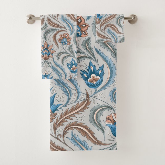 Vintage Floral In Grey Bath Towel Set (Insitu)