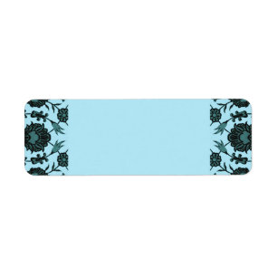Vintage Floral in Pale Blue and Dark Teal Return Address Label
