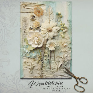 Vintage Floral in Sage Green: 3D Paper Decoupage