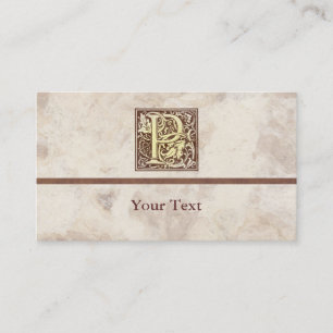 Vintage Floral Initial P Business Card