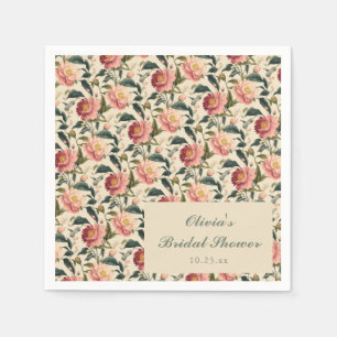 Vintage Floral Ivory Cream Bridal Shower Custom  Napkin