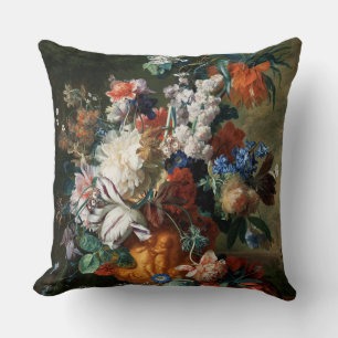Vintage Floral Jan van Huysum Bouquet of Flowers Cushion