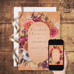 Vintage Floral Jewel Orange Shower Invitation