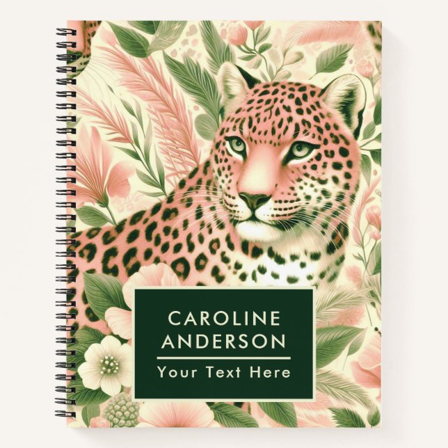Vintage Floral Jungle Leopard Notebook (Front)