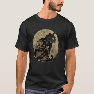 Vintage Floral Kitten Retro Japanese Art Pet Cute T-Shirt
