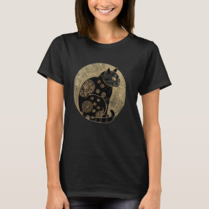 Vintage Floral Kitten Retro Japanese Art Pet Cute T-Shirt